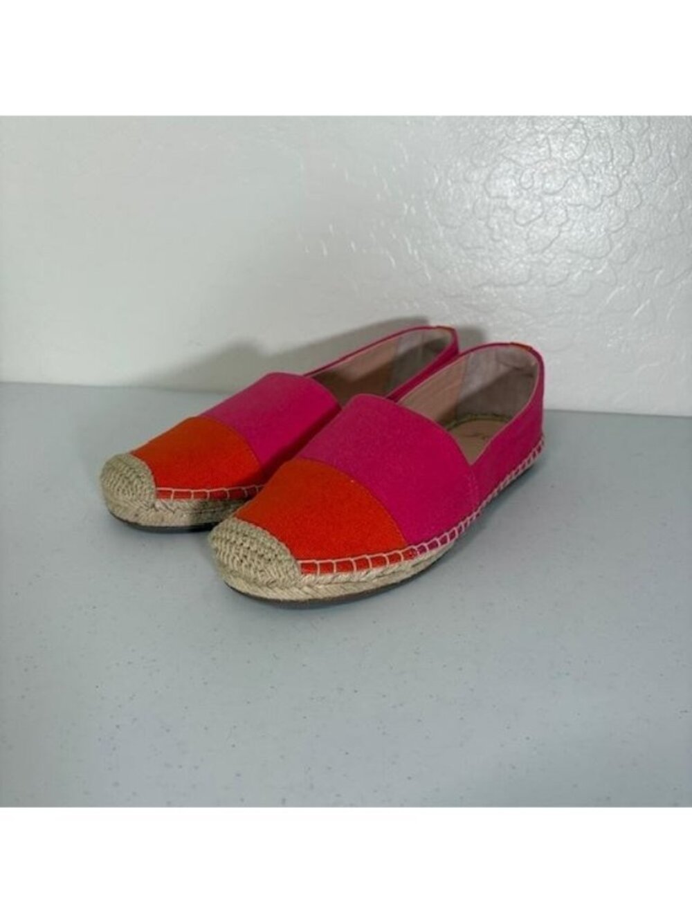 J.Crew Shoes Womens Size 7 Pink Orange Espadrille Flats Colorblock Slip On